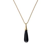 ONYX AND YELLOW GOLD PENDANT NECKLACE
