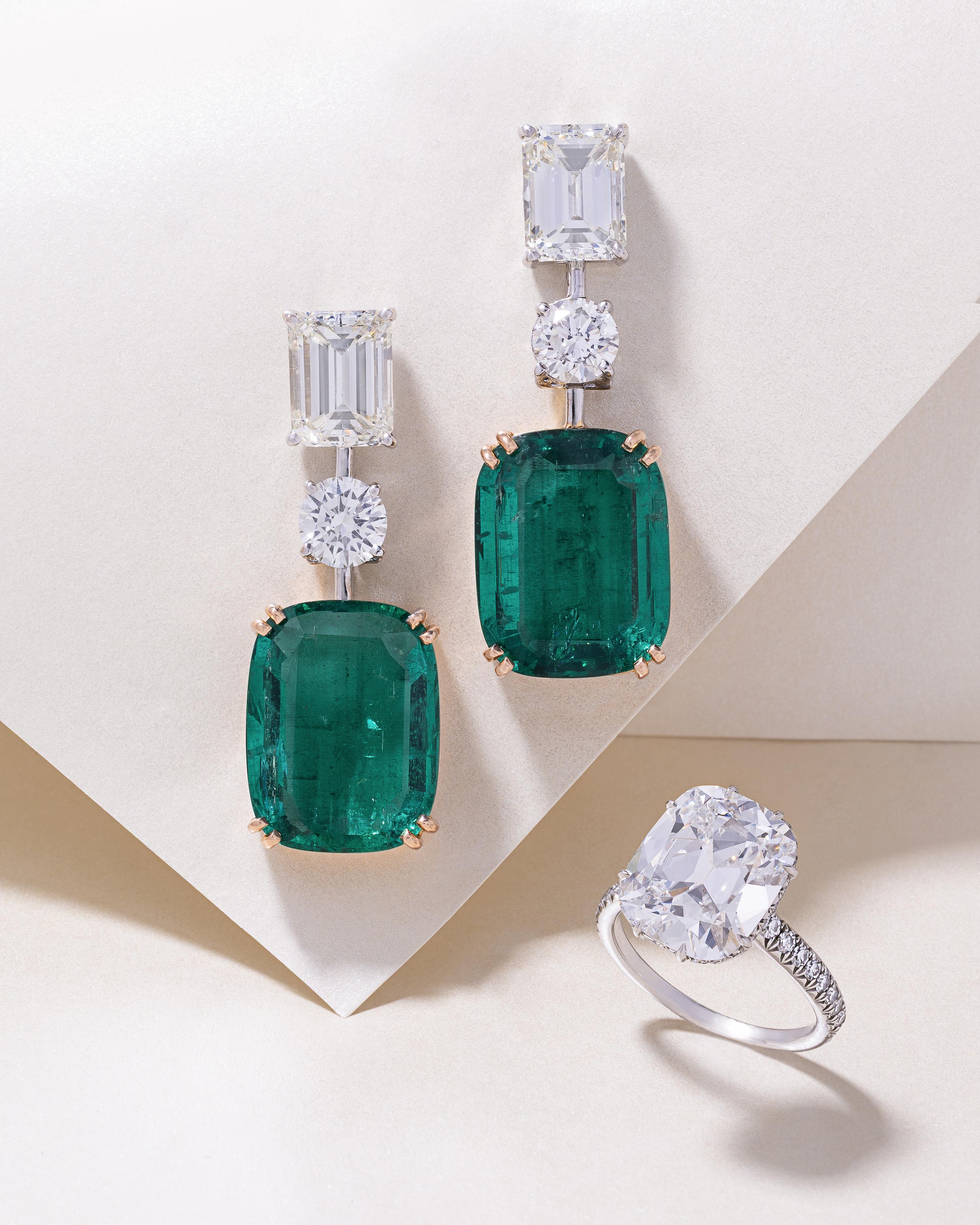 Important Emerald and Diamond Earrings