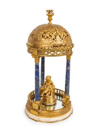 A Gilt Metal and Lapis Lazuli Table Ornament