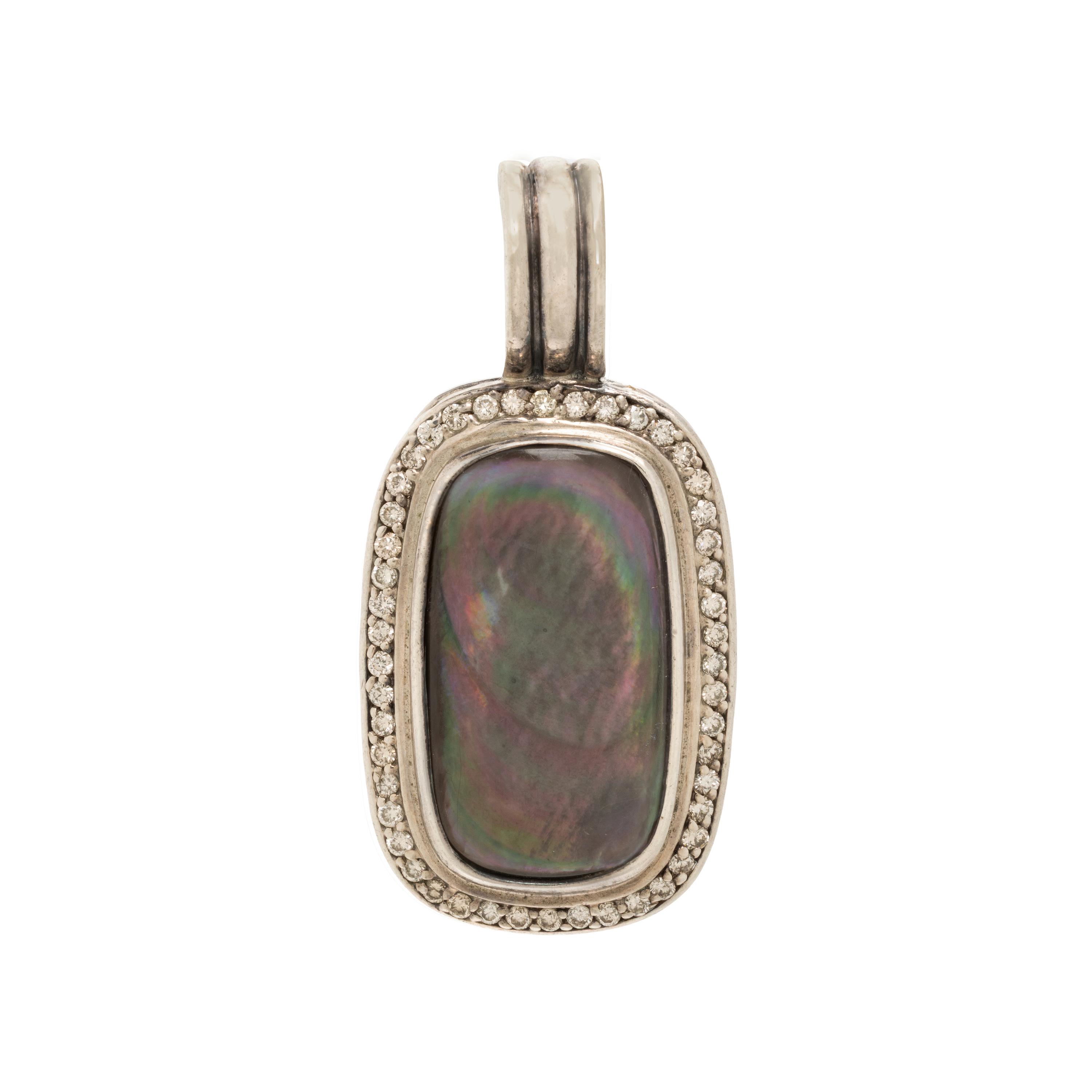 David Yurman, Sterling Silver Abalone Mother-of-Pearl, and Diamond Pendant
