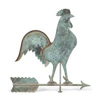 A Patinated and Molded Copper Rooster Weathervane