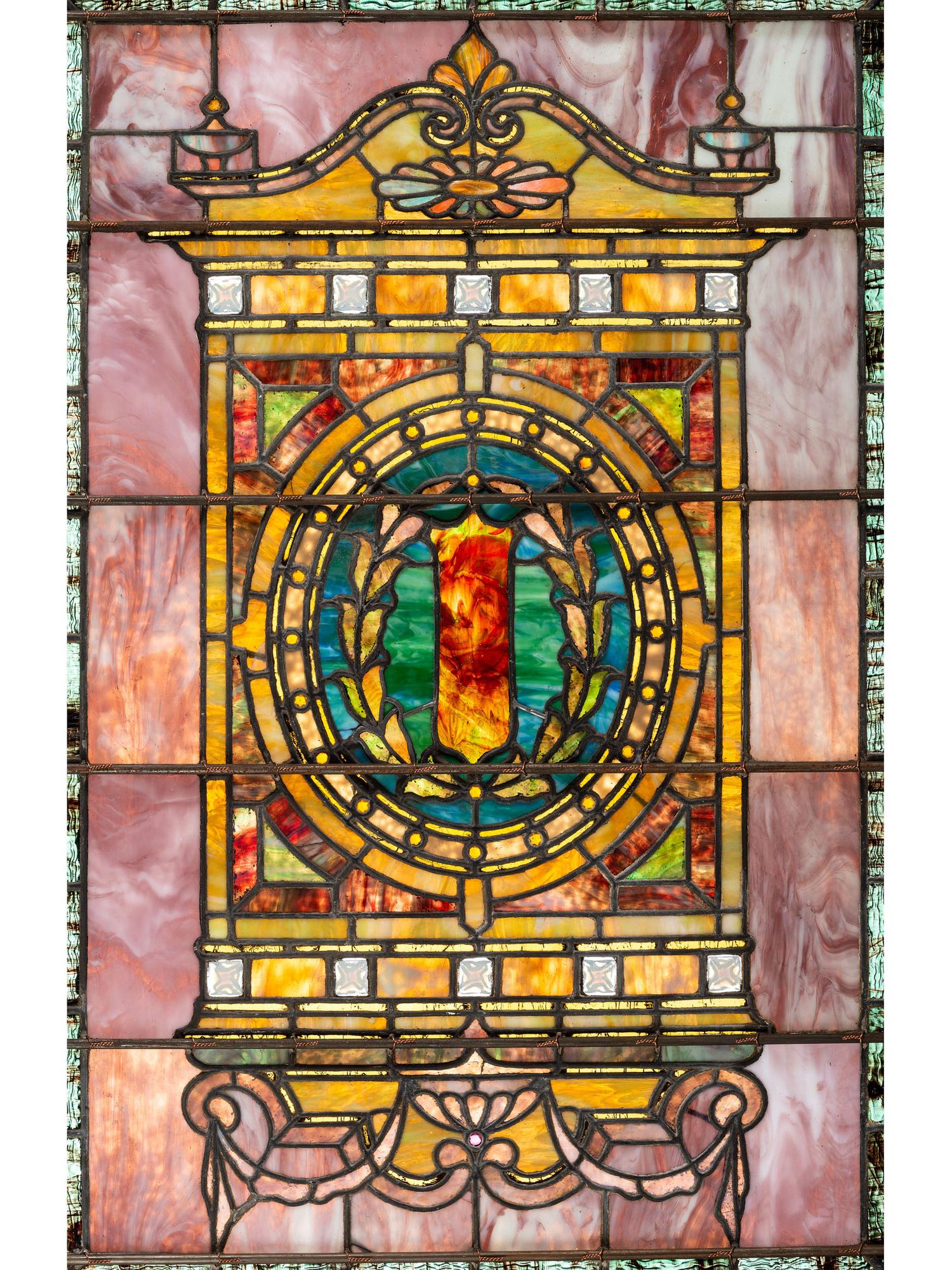 Arts and Crafts Leaded Glass Window, Circa 1900-1915…