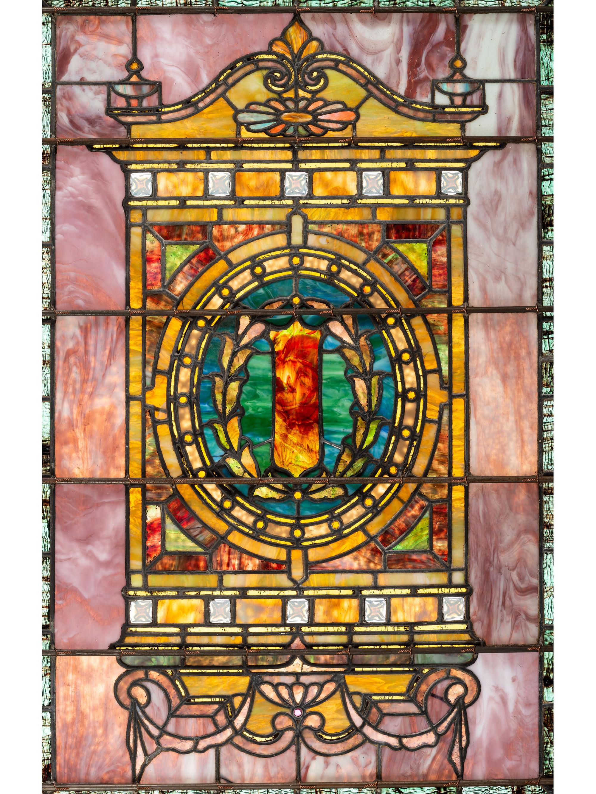 Arts and Crafts Leaded Glass Window, Circa 1900-1915…