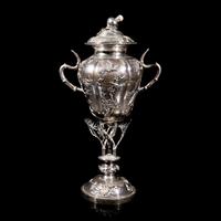 A Chinese Export Silver Cup and Cover, Early 20th Century 晚清-民國 外銷歲寒三友銀杯