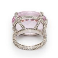 Kunzite, Diamond, and White Gold Ring