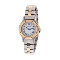 CARTIER, STAINLESS STEEL AND 18K YELLOW GOLD 'SANTOS' WRISTWATCH