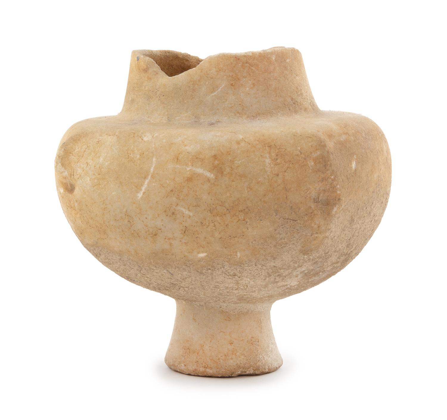 A Cycladic Marble Kandila Height 6 5/8 inches. — EARLY CYCLADIC I, 3000-2800 B.C.E.