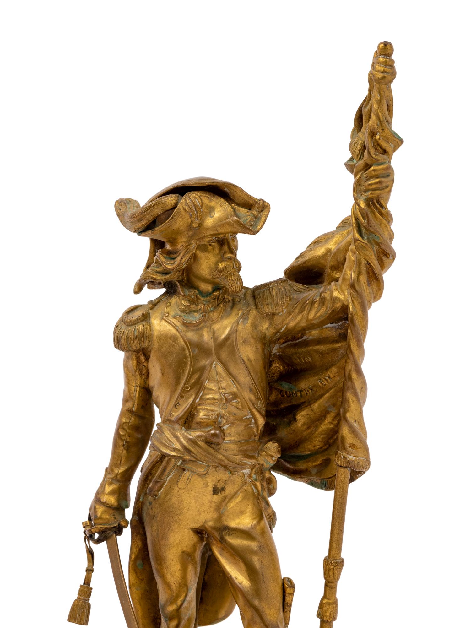 A Pair of French Gilt Bronze Military Figures after Armand Jules Leveel (French, 1821-1905)