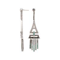 DIAMOND, EMERALD AND ONYX EARRINGS