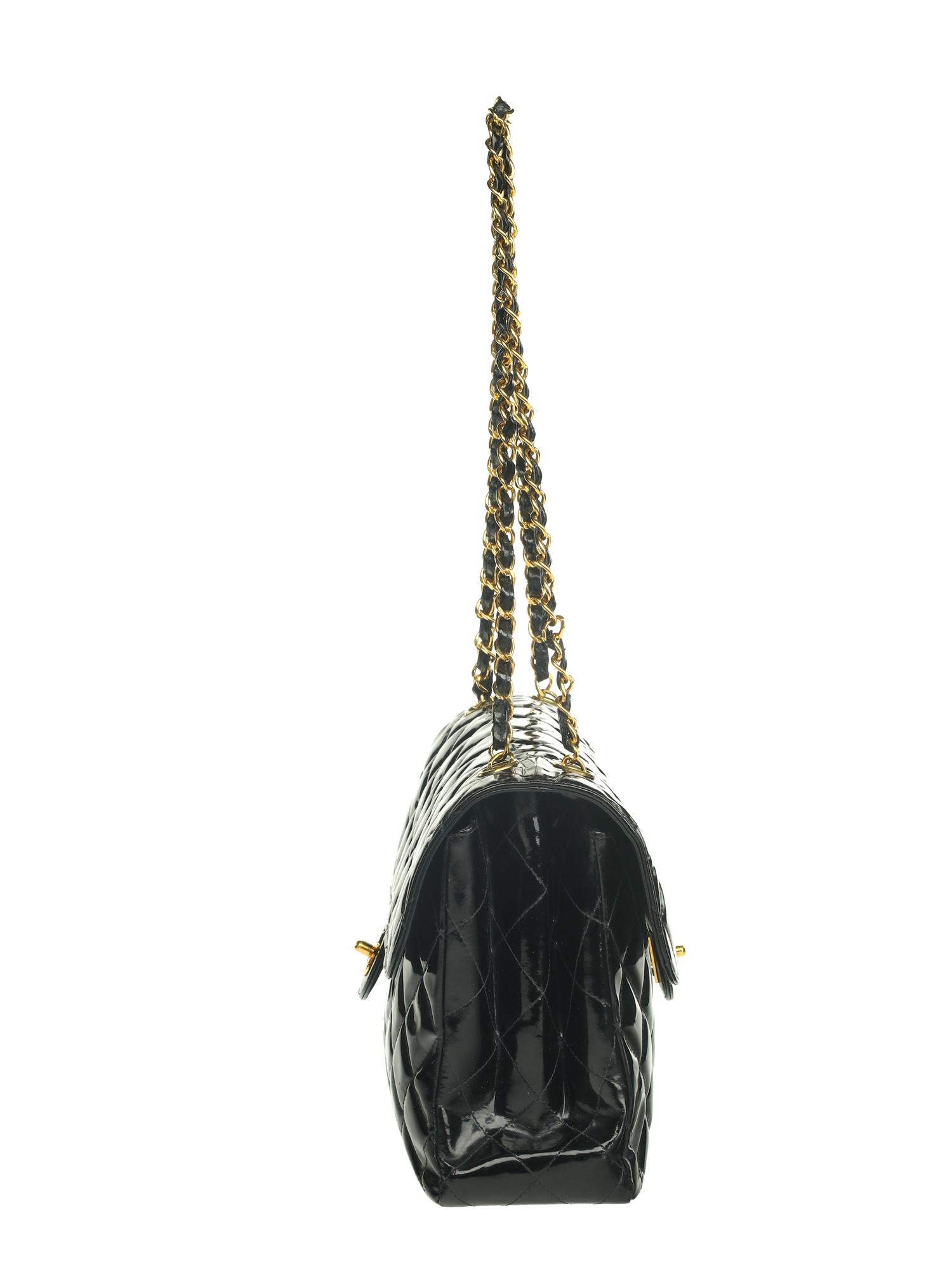 CHANEL, PATENT DOUBLE-SIDED FLAP BAG