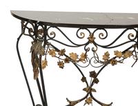 A Parcel Gilt Wrought Iron Marble-Top Console Table