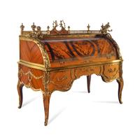 A Louis XV Style Gilt Metal Mounted Marquetry Bureau à Cylindre