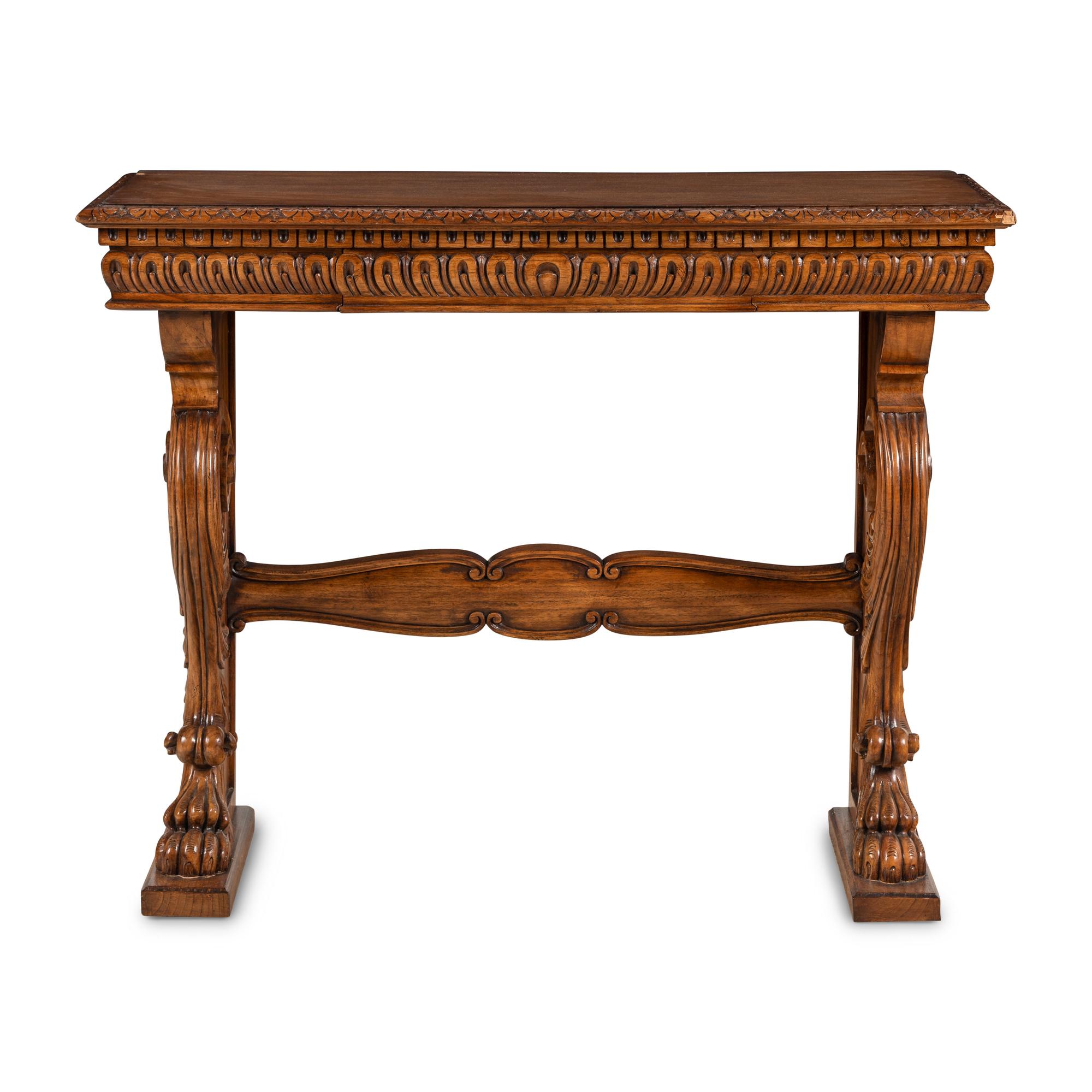 An Italian Baroque Style Walnut Console Table