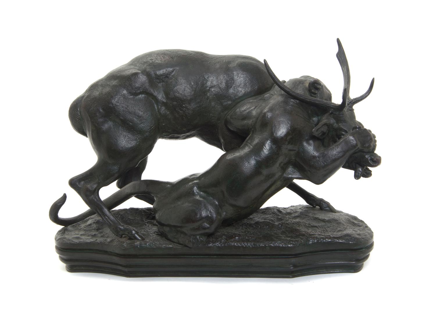 A French Bronze Animalier Group, ANTOINE LOUIS BARYE (1796-1875), Height 14 x width 20 inches. — ANTOINE LOUIS BARYE (1796-1875),