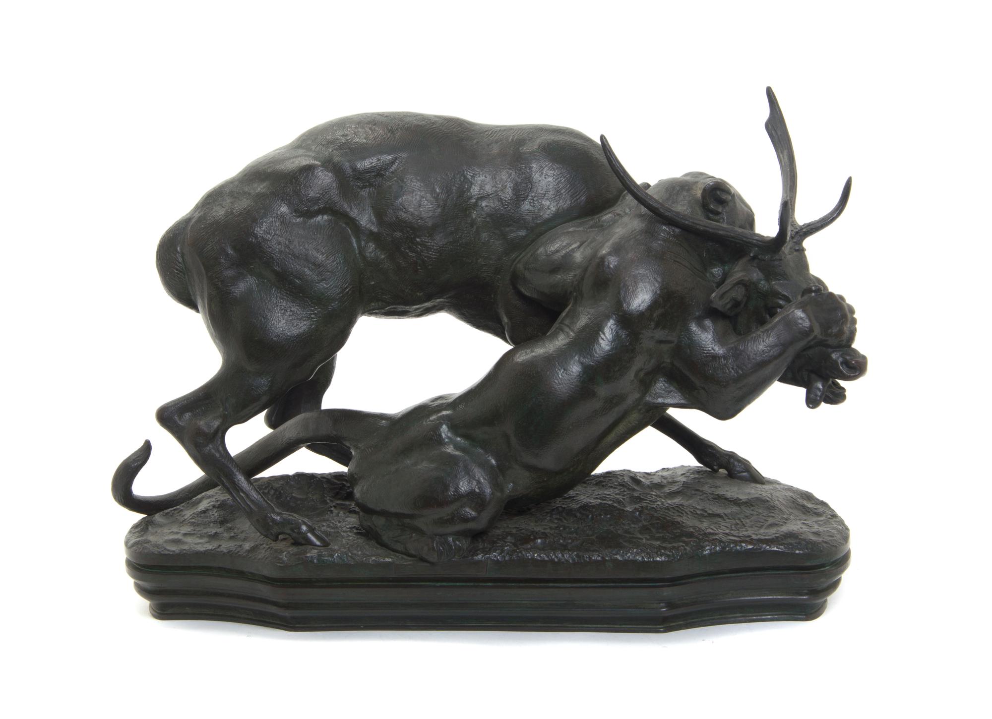 A French Bronze Animalier Group, ANTOINE LOUIS BARYE (1796-1875), Height 14 x width 20 inches. — ANTOINE LOUIS BARYE (1796-1875),