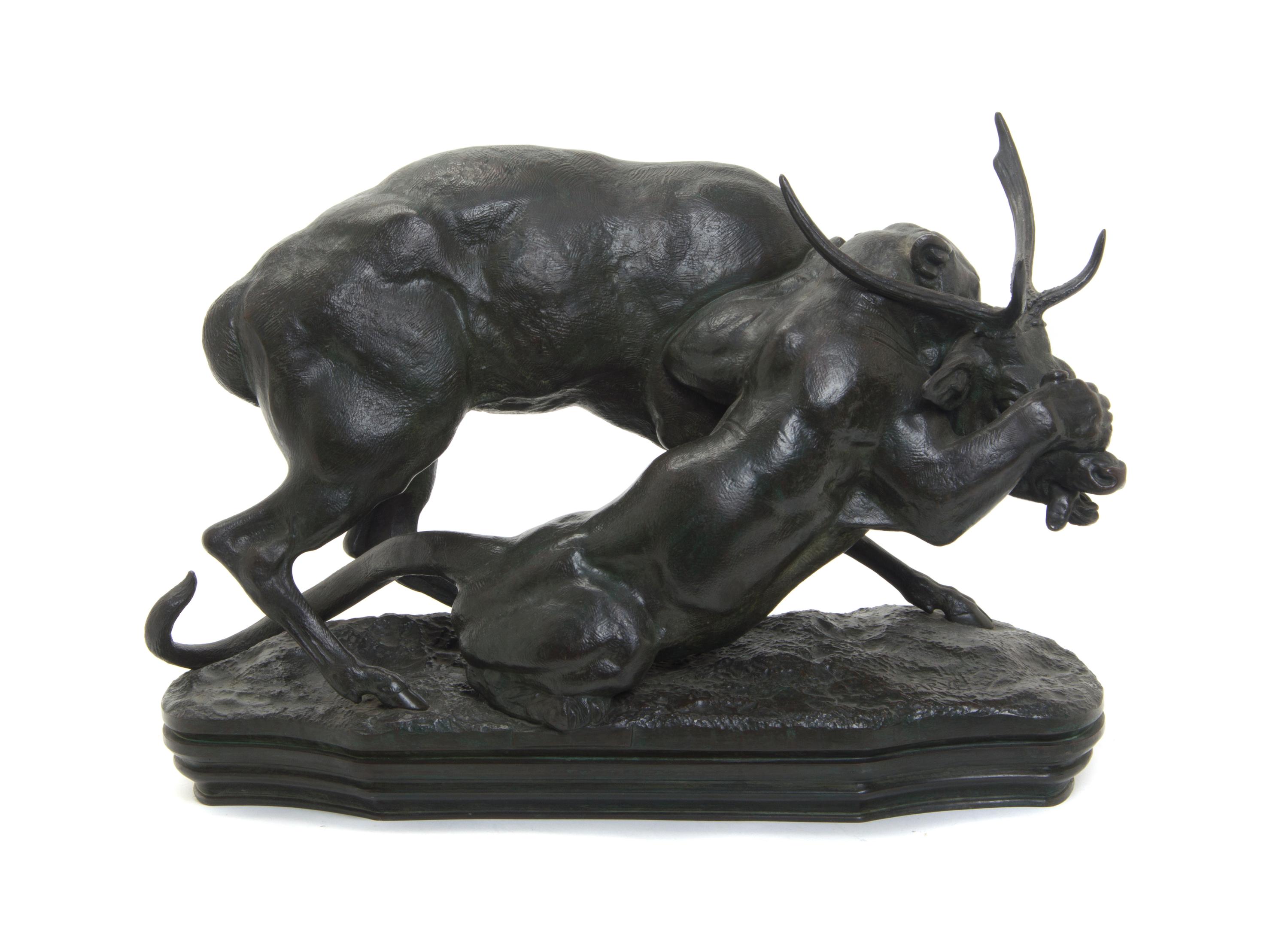 A French Bronze Animalier Group, ANTOINE LOUIS BARYE (1796-1875), Height 14 x width 20 inches. — ANTOINE LOUIS BARYE (1796-1875),