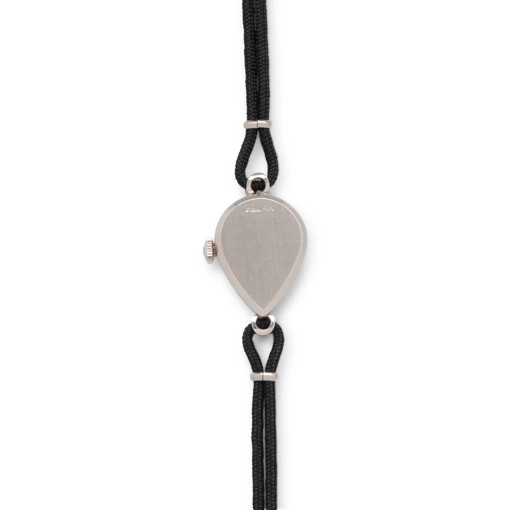 LECOULTRE, 14K WHITE GOLD AND DIAMOND WATCH