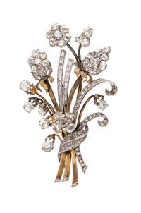 A Bicolor Gold and Diamond En Tremblant Brooch,