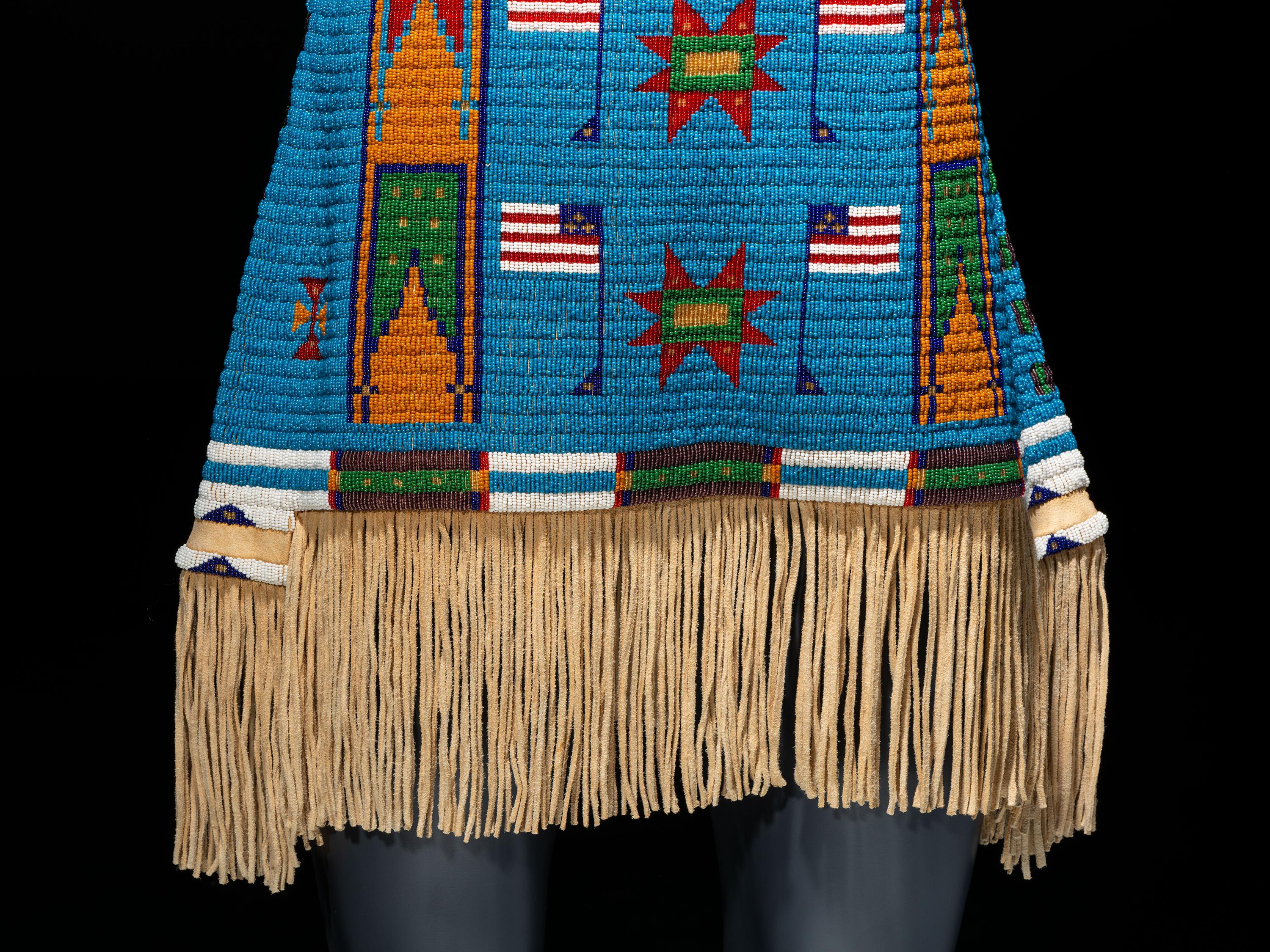 Beaded Dress and Boot Moccasins, with American Flags