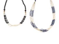 TWO YELLOW GOLD AND BEAD NECKLACES
