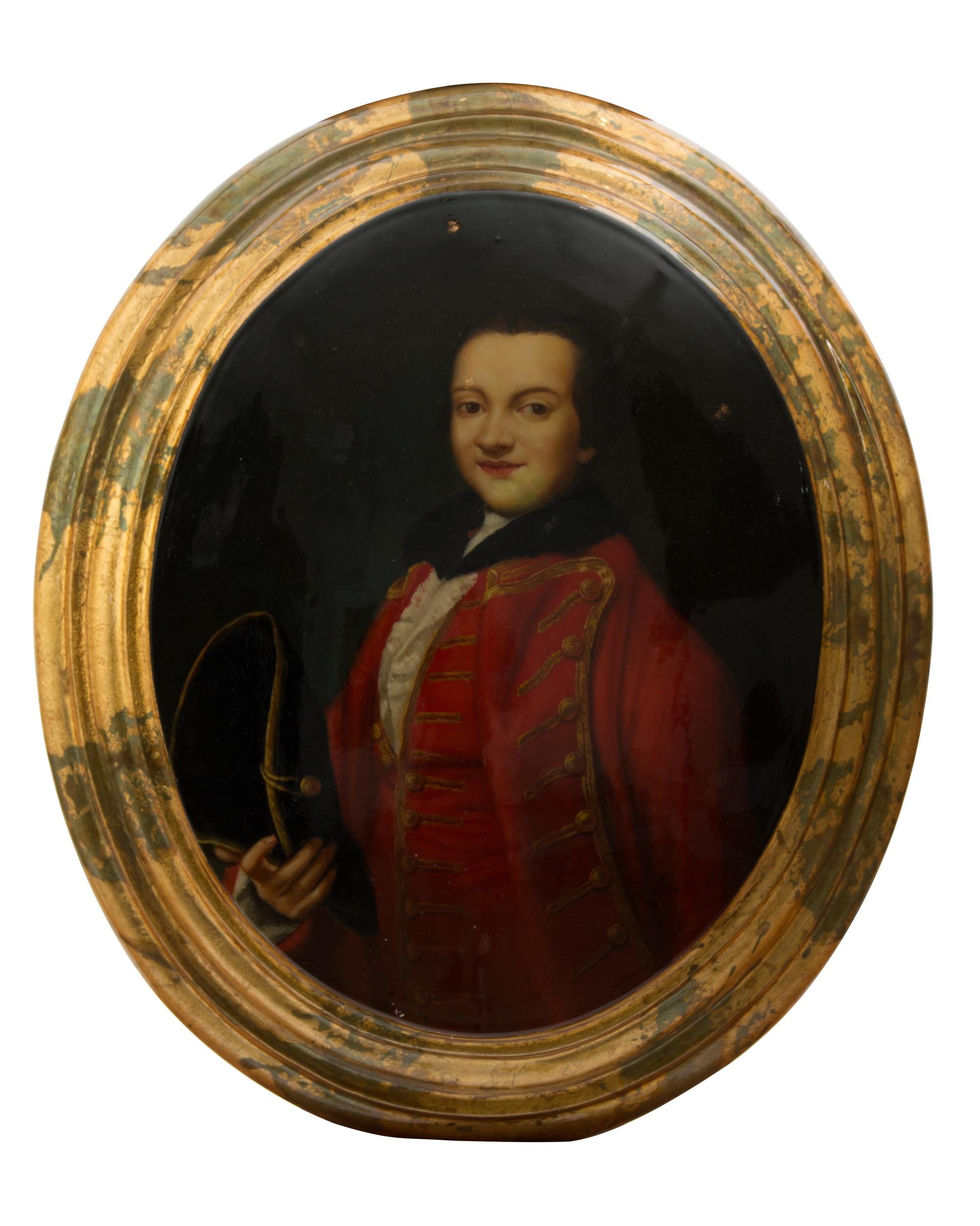 A Continental Painted Plaque Height 12 1/2 inches. — LATE 20TH CENTURY