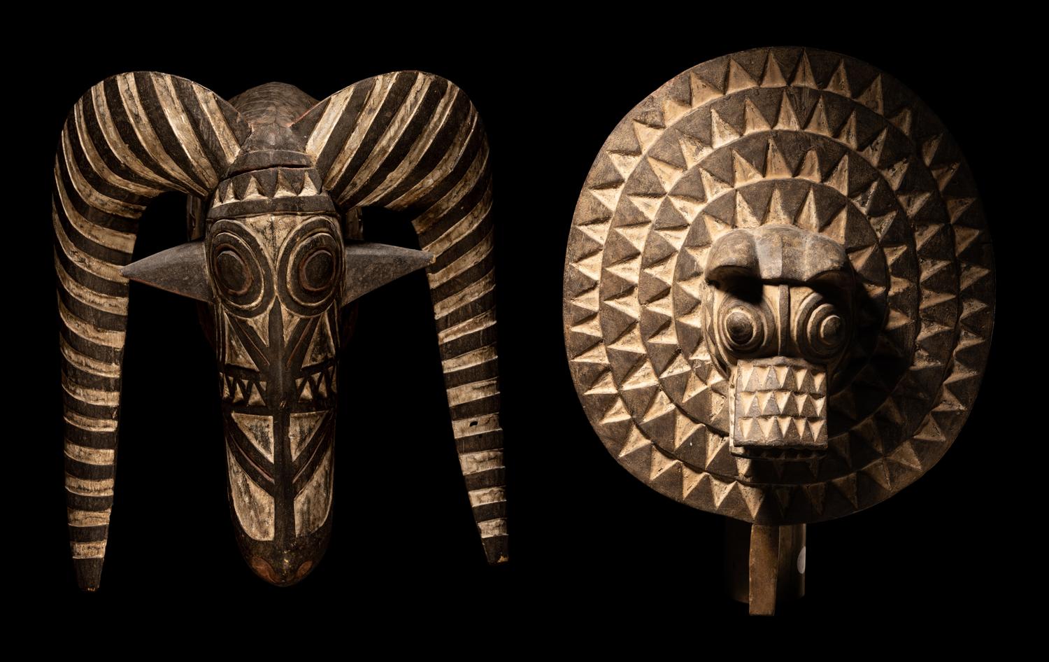 Two Mossi Wood Masks