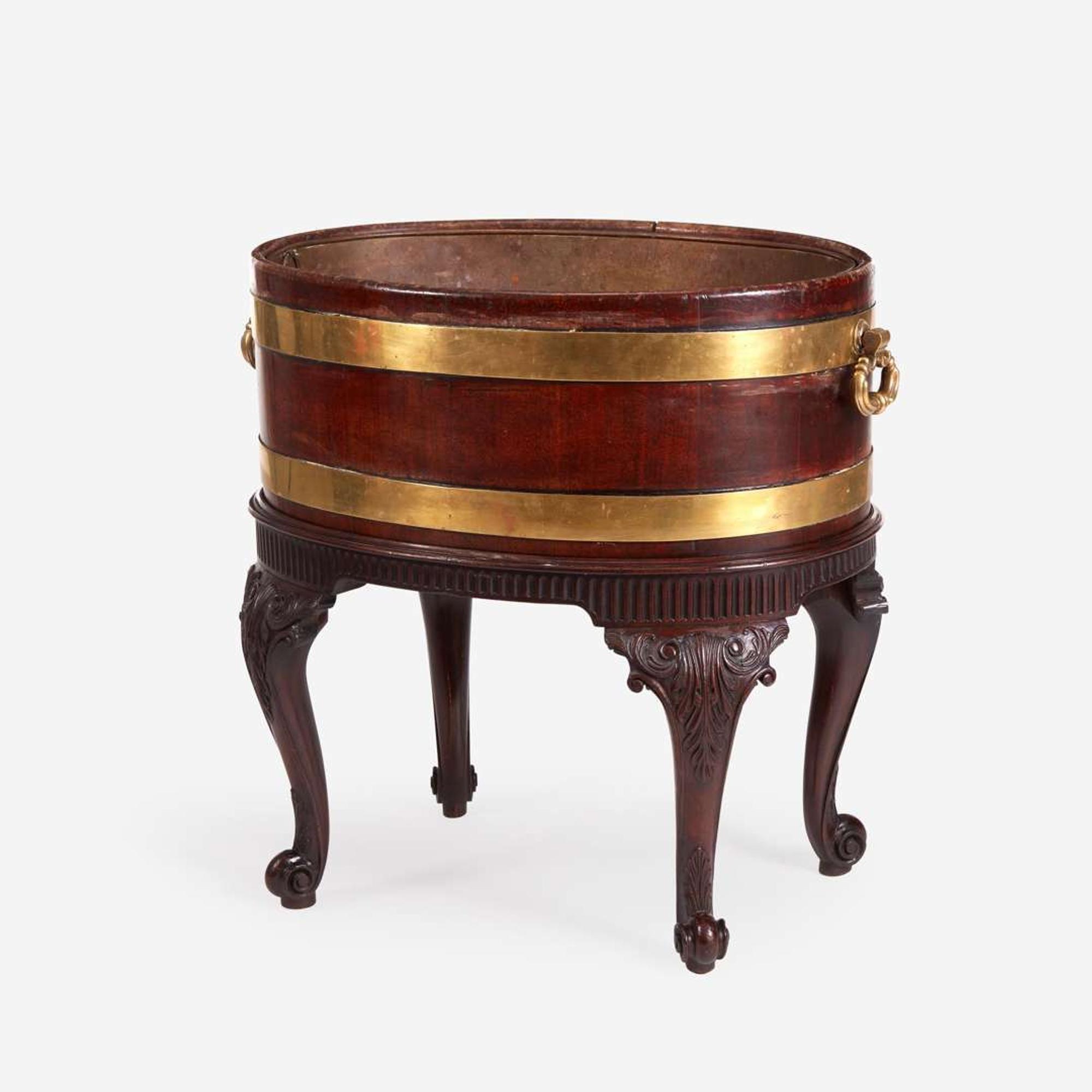 A George III Brass Bound Mahogany Wine Cooler third quarter 18th century