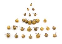 Twenty-Eight Chinese Gilt Bronze Buttons Weight 2.6 otz. — QING DYNASTY