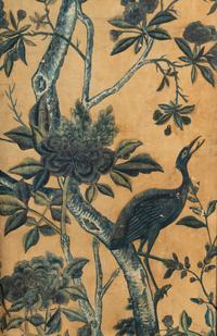 A Chinese Export Blue and White Wallpaper Four-Panel Screen