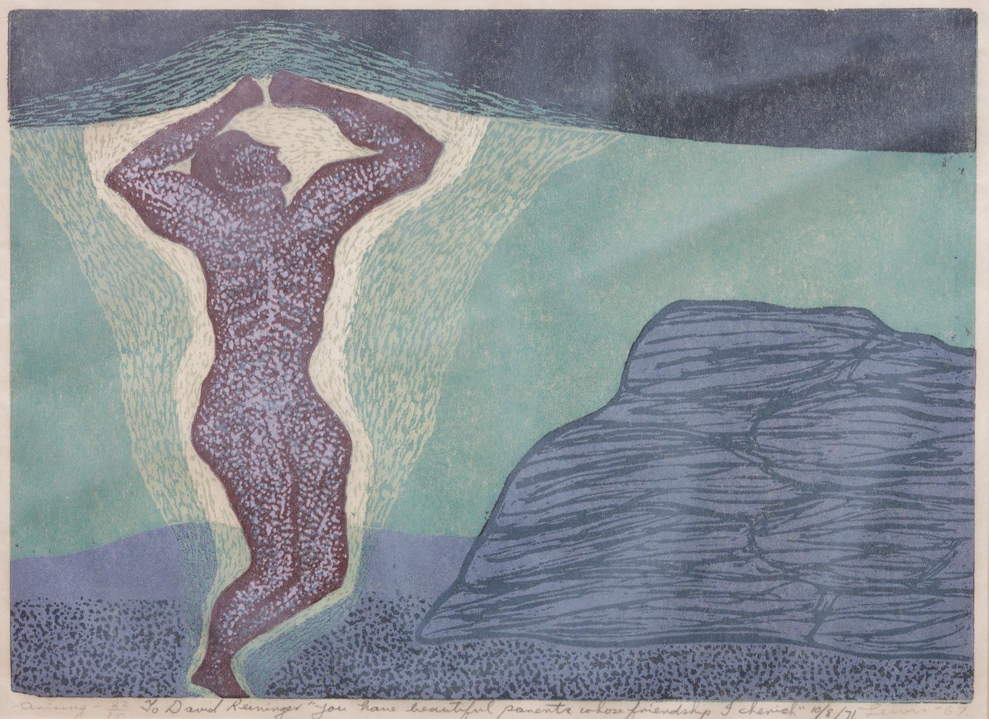 Six works: Arising, 1967; Creation of Adam , 1967; From the Primeval Pit, 1967; Earth People, 1966; Earth People, 1966; and People of the Sun, 1966