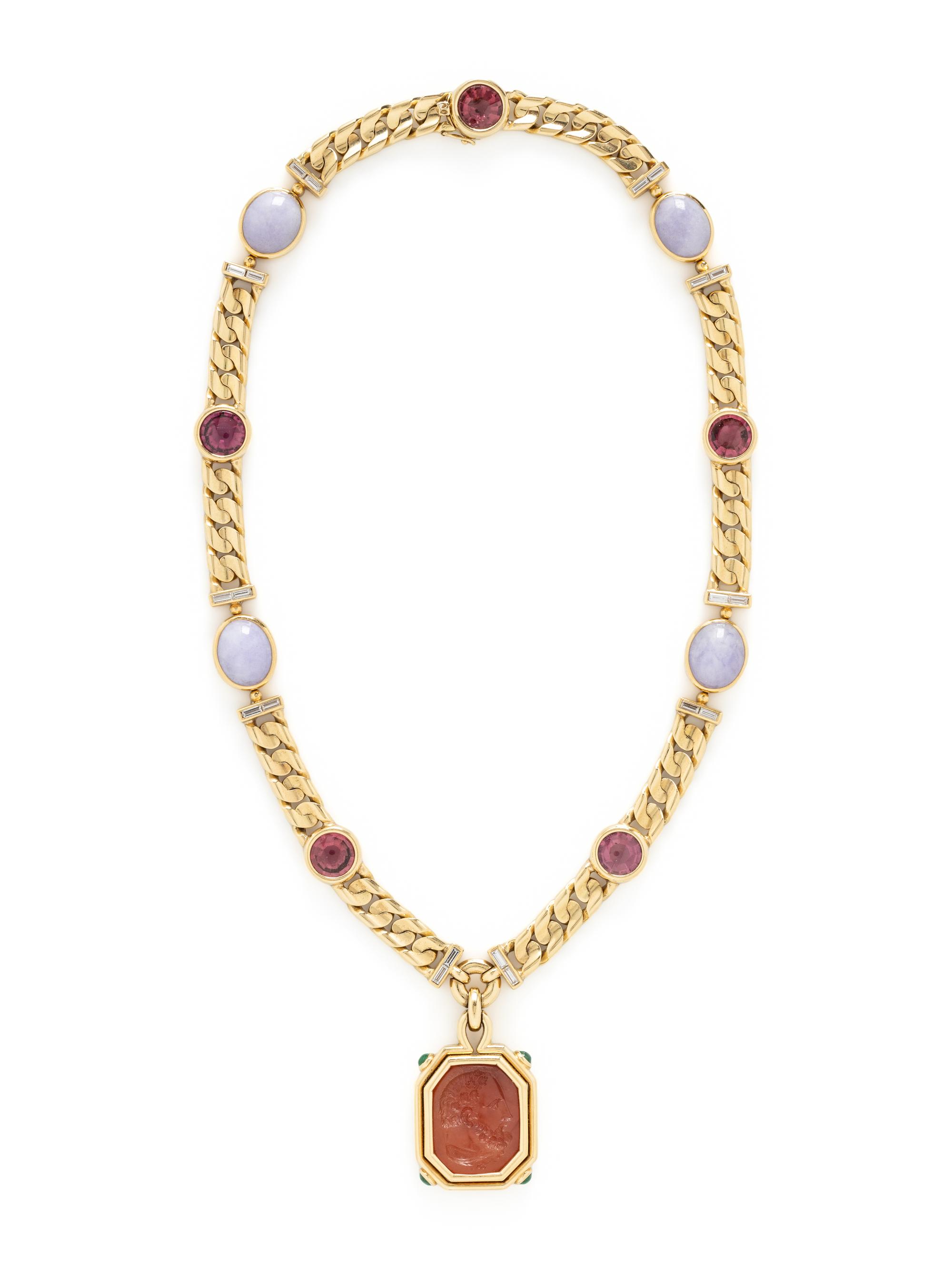 BULGARI, MULTIGEM, INTAGLIO AND YELLOW GOLD NECKLACE