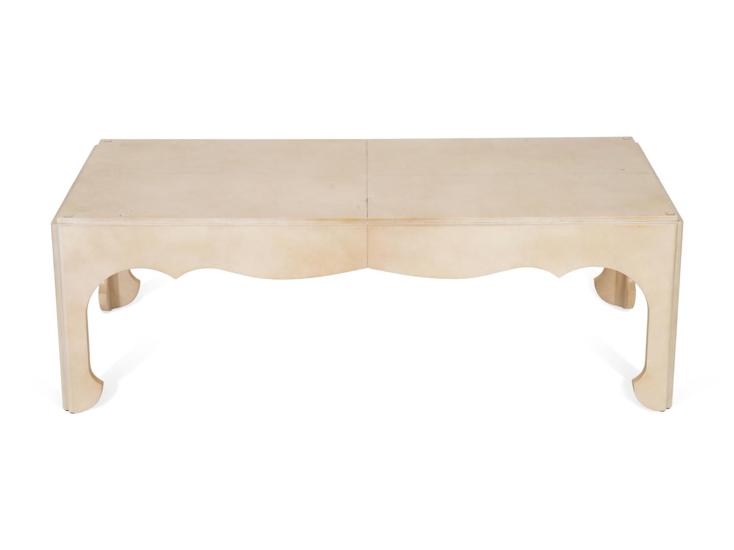 A Contemporary Parchment-Veneered Cocktail Table