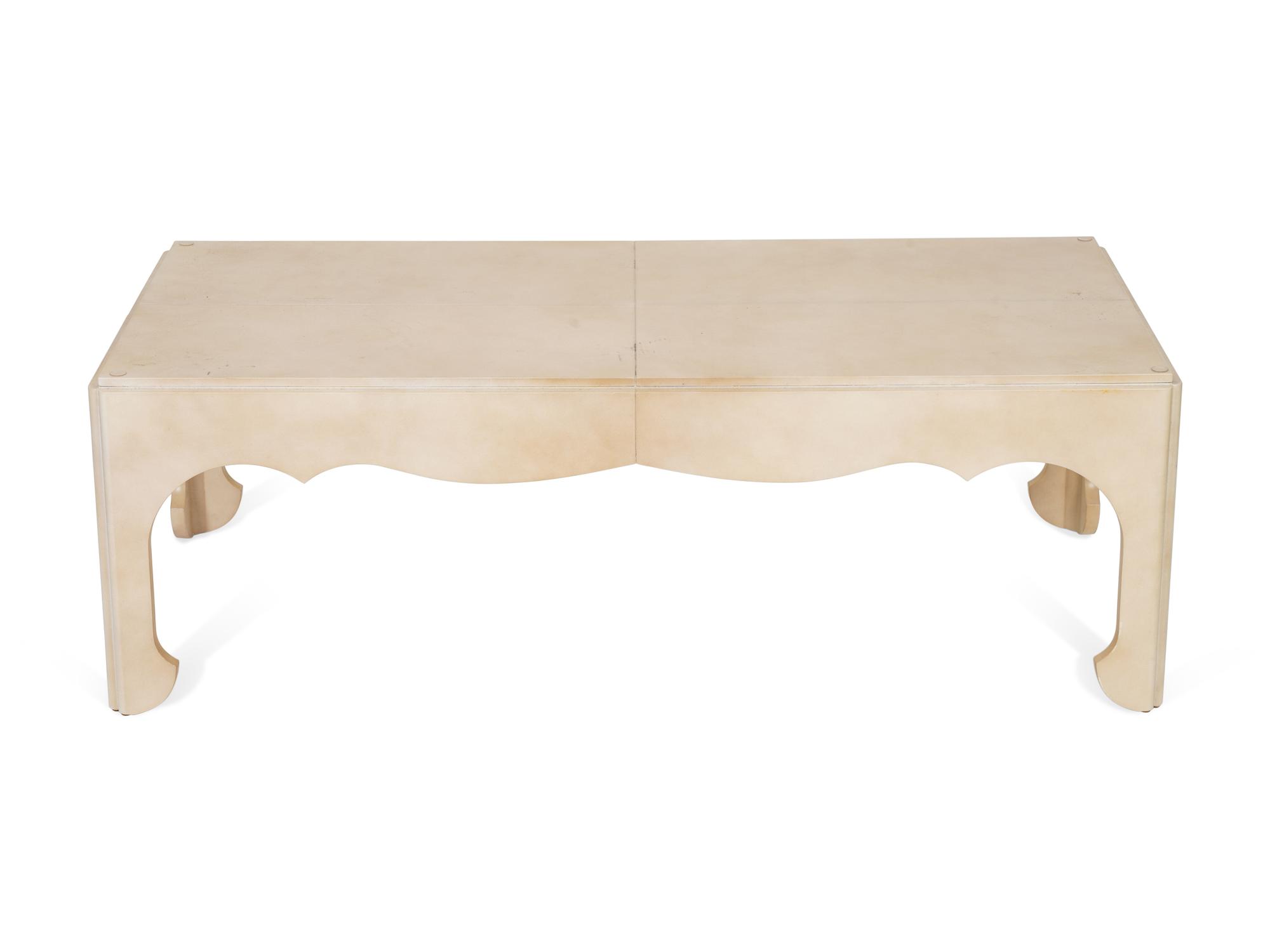 A Contemporary Parchment-Veneered Cocktail Table