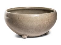 A Chinese Ge- Type Glazed Porcelain Tripod Censer