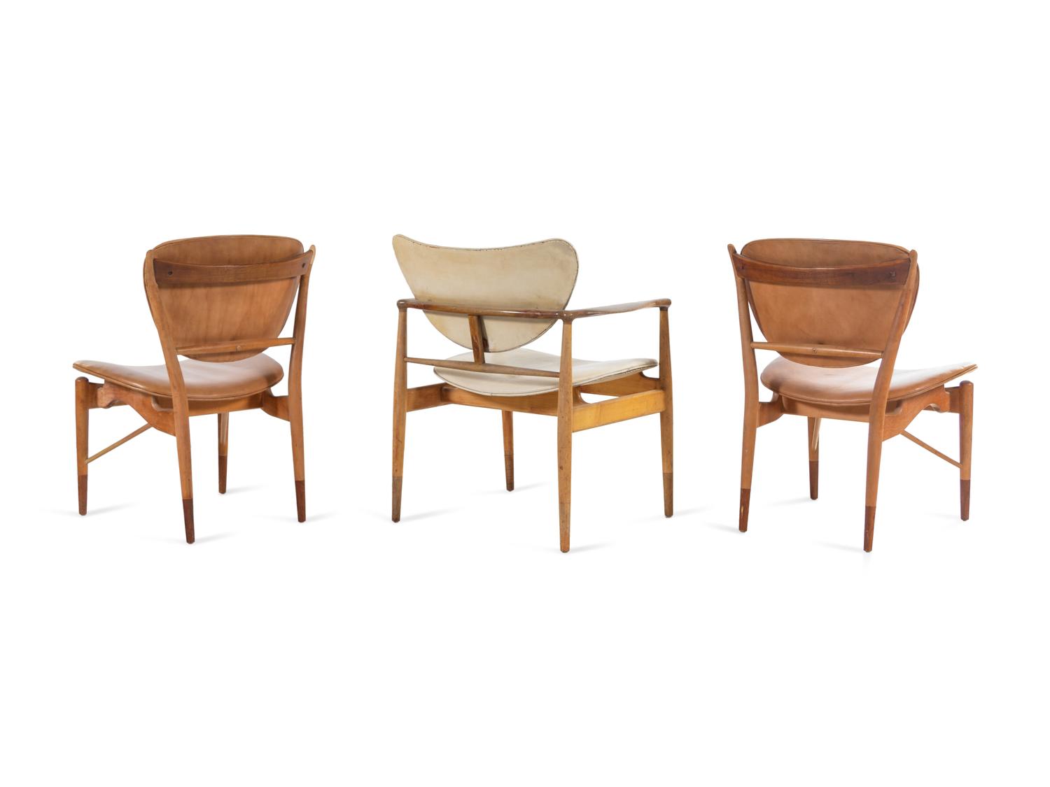 A Pair of Model 51 Side Chairs with a Model 48 Armchair
