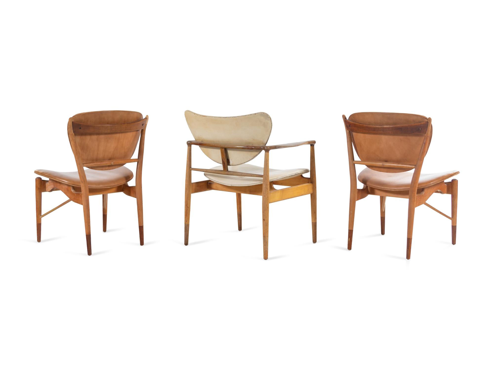 A Pair of Model 51 Side Chairs with a Model 48 Armchair