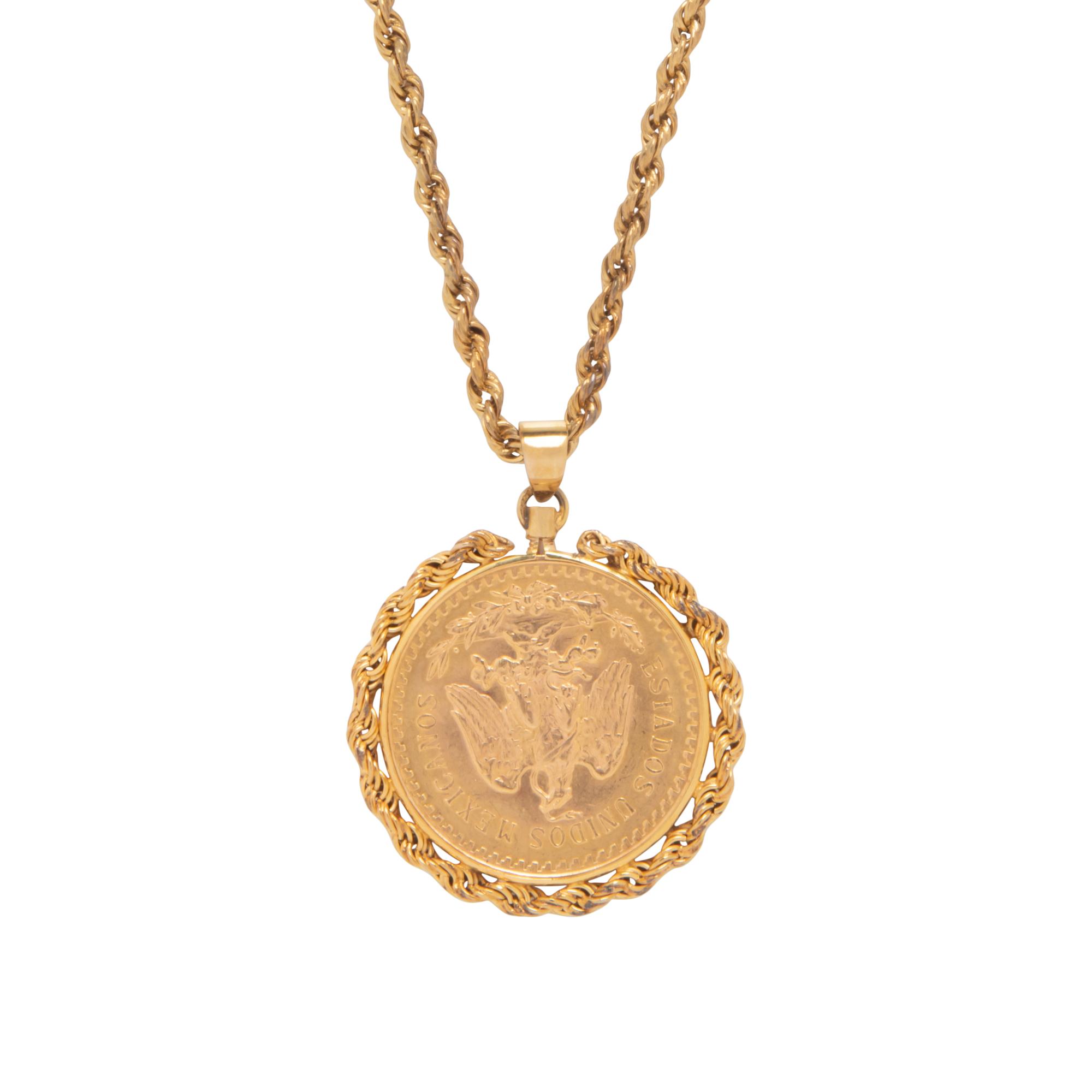 YELLOW GOLD COIN PENDANT NECKLACE