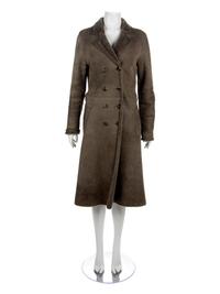 Burberry Green Shearling Coat, 1990-2000s