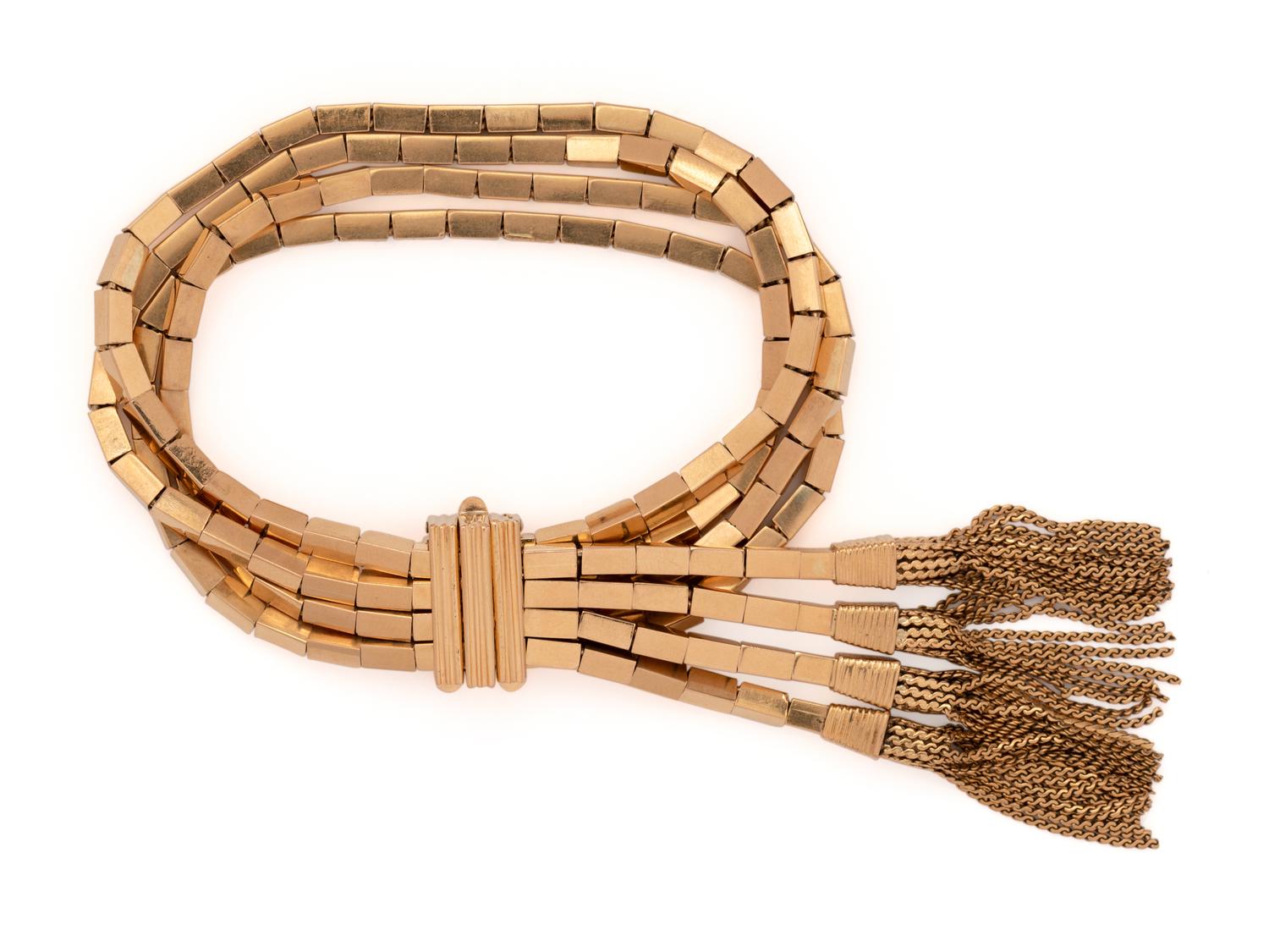 YELLOW GOLD TASSEL BRACELET