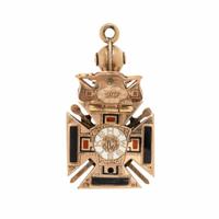Enamel, Multigem, and Yellow Gold Masonic Pendant