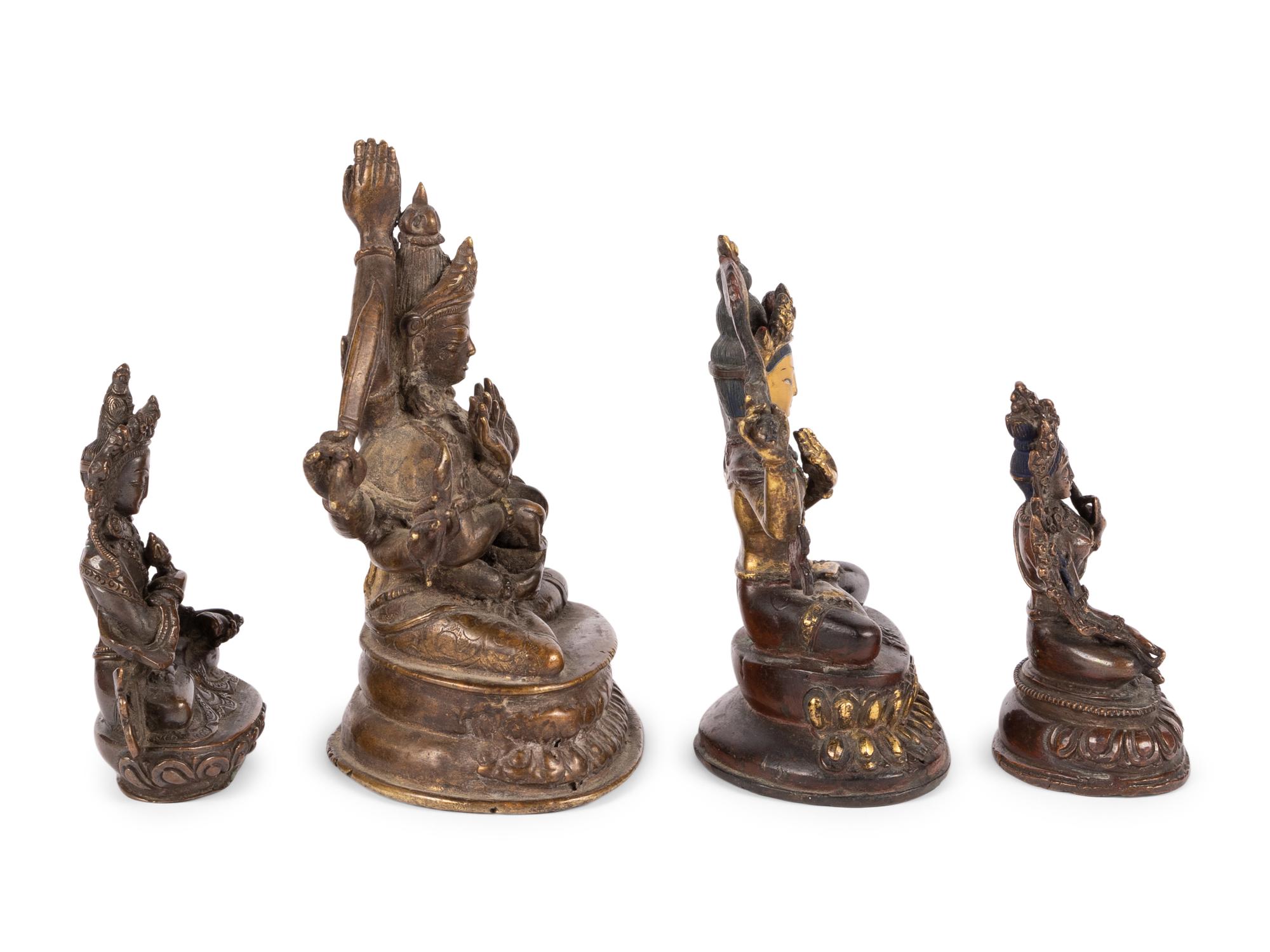 Four Tibetan and Sino-Tibetan Bronze Figures of Bodhisattva