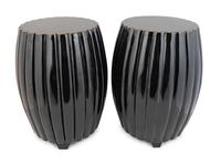 A Pair of Japanese Black Lacquered Melon-Form Garden Stools — 20TH CENTURY