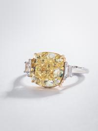 FOREVERMARK, FANCY YELLOW DIAMOND AND DIAMOND RING