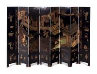 A Chinese Export Lacquer Eight-Panel Floor Screen