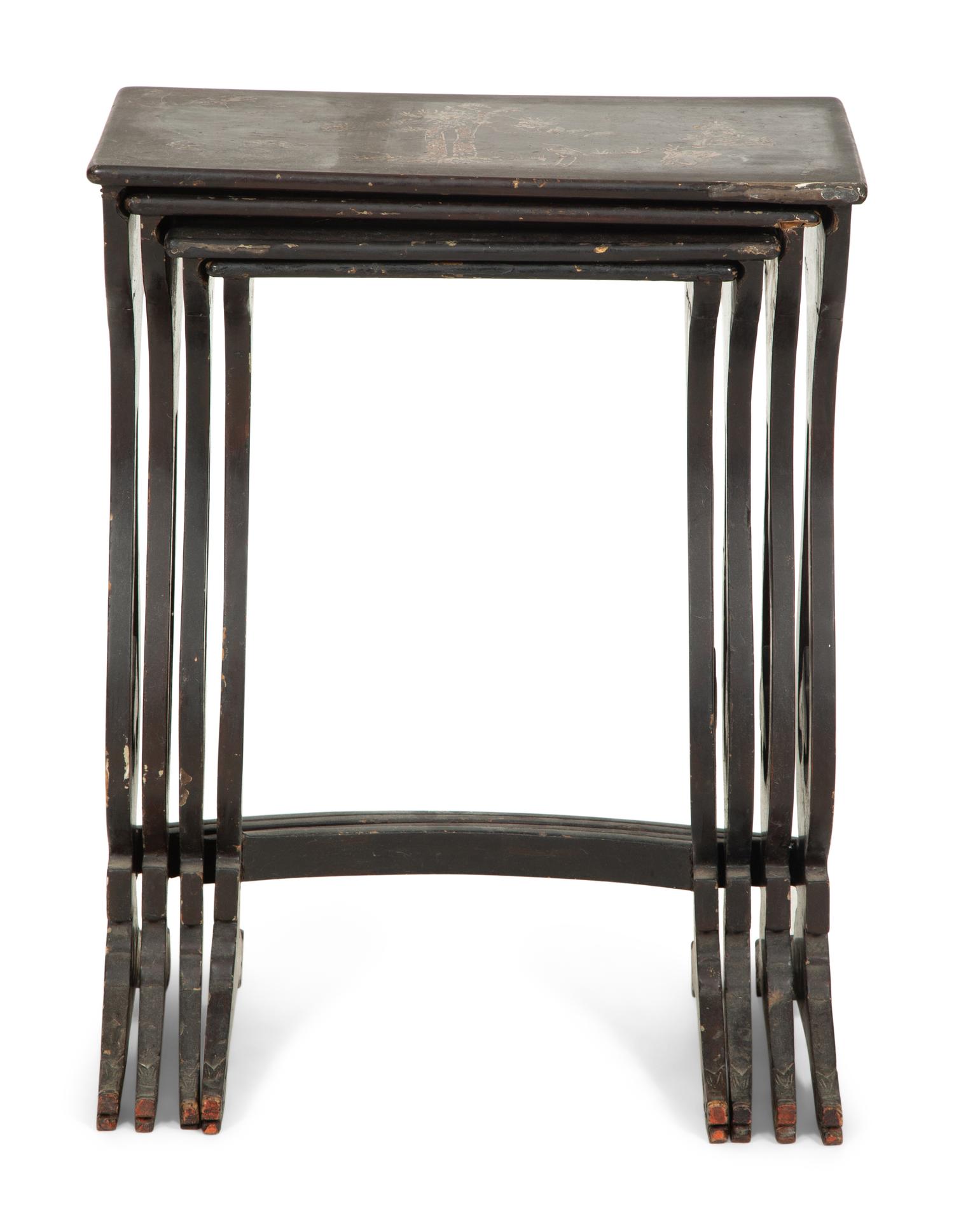 A Victorian Japanned Nest of Four Tables
