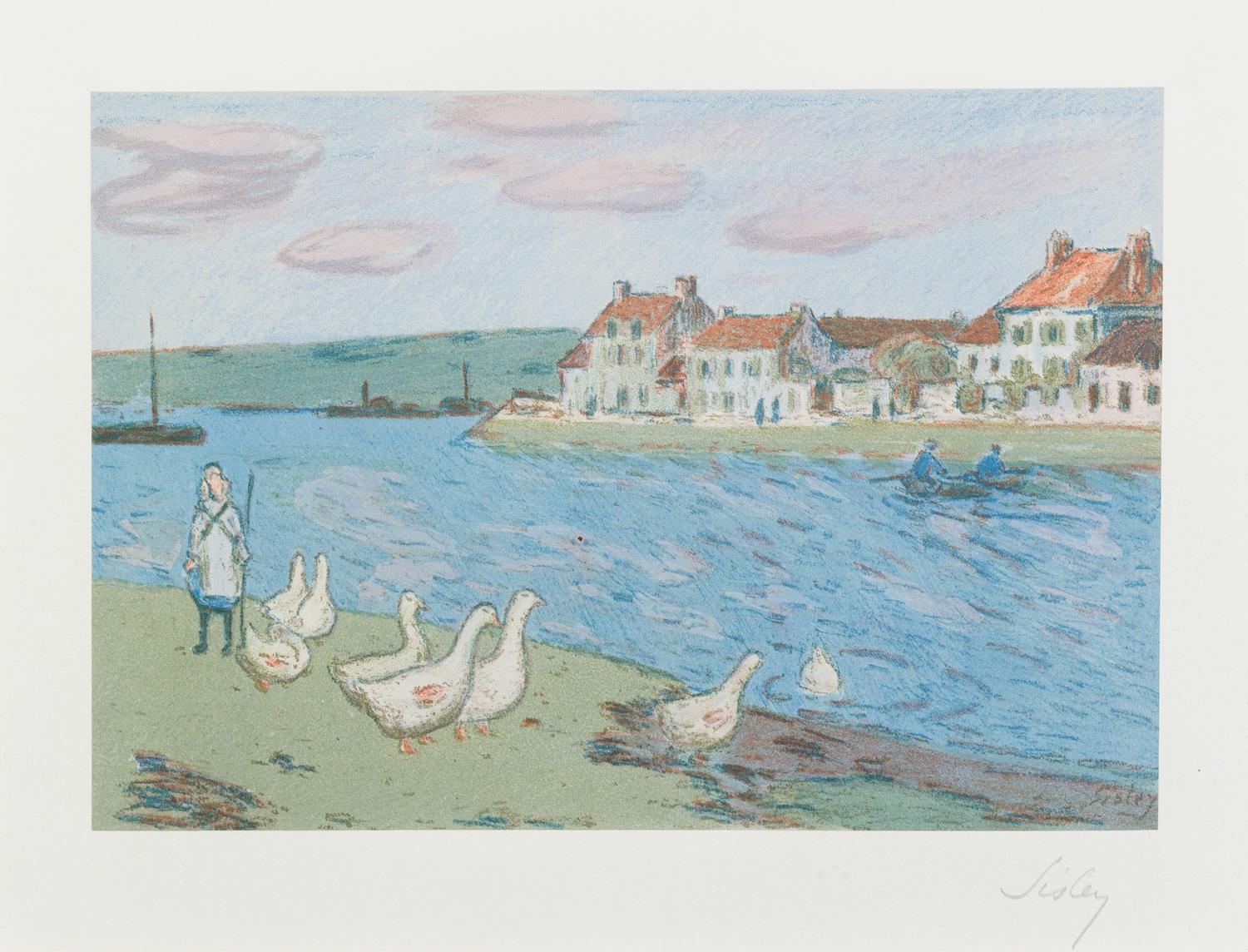 Alfred Sisley, (French, 1839-1899), Bords de Riviere - Les Oies (from L'Album d'estampes originales de la Galerie Vollard), 1897