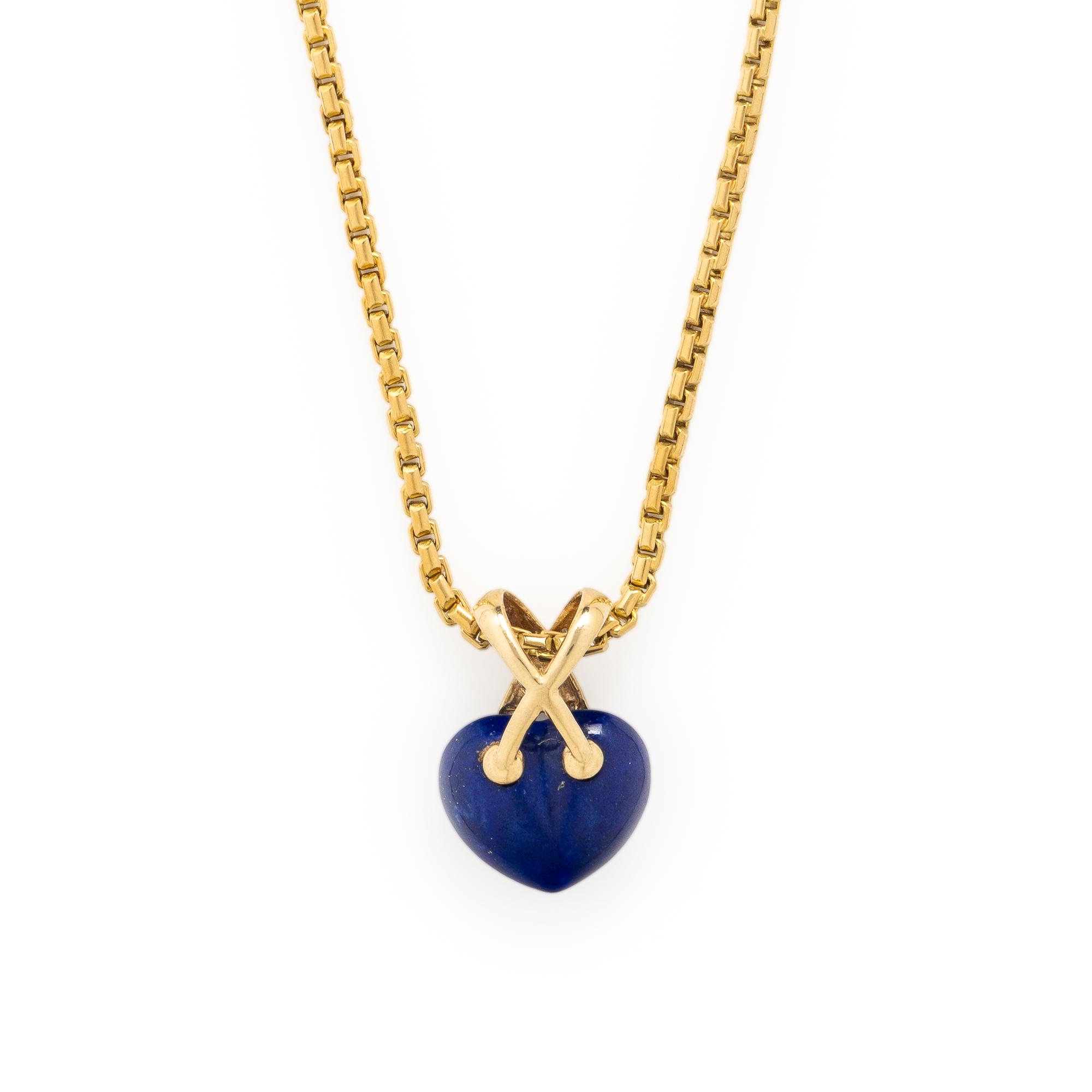 Lapis Lazuli, Diamond, and Yellow Gold Pendant Necklace