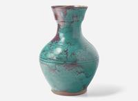Jugtown Pottery, Chinese Blue Hu-Form Vase