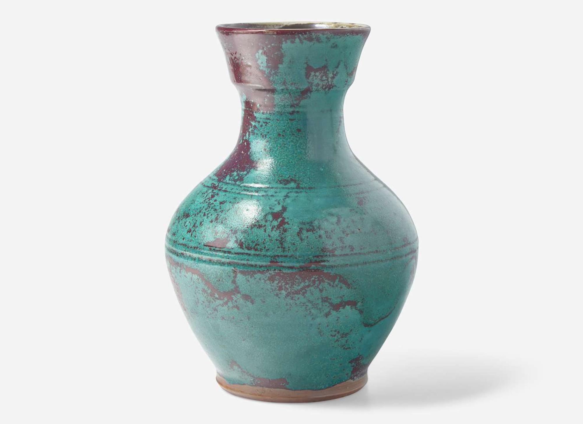 Jugtown Pottery, Chinese Blue Hu-Form Vase