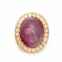 Ruby, Diamond, and Yellow Gold Ring